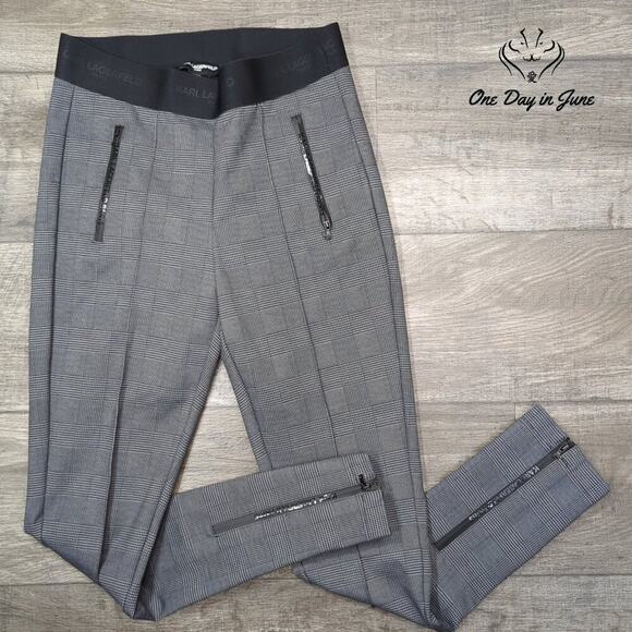 Karl Lagerfeld Paris Houndstooth Ankle Pants Size S - Picture 3 of 8